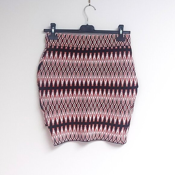 Valentino Spa Collection, Pull-On, Black, White, & Copper Mini Skirt - Size XS - Picture 2 of 7